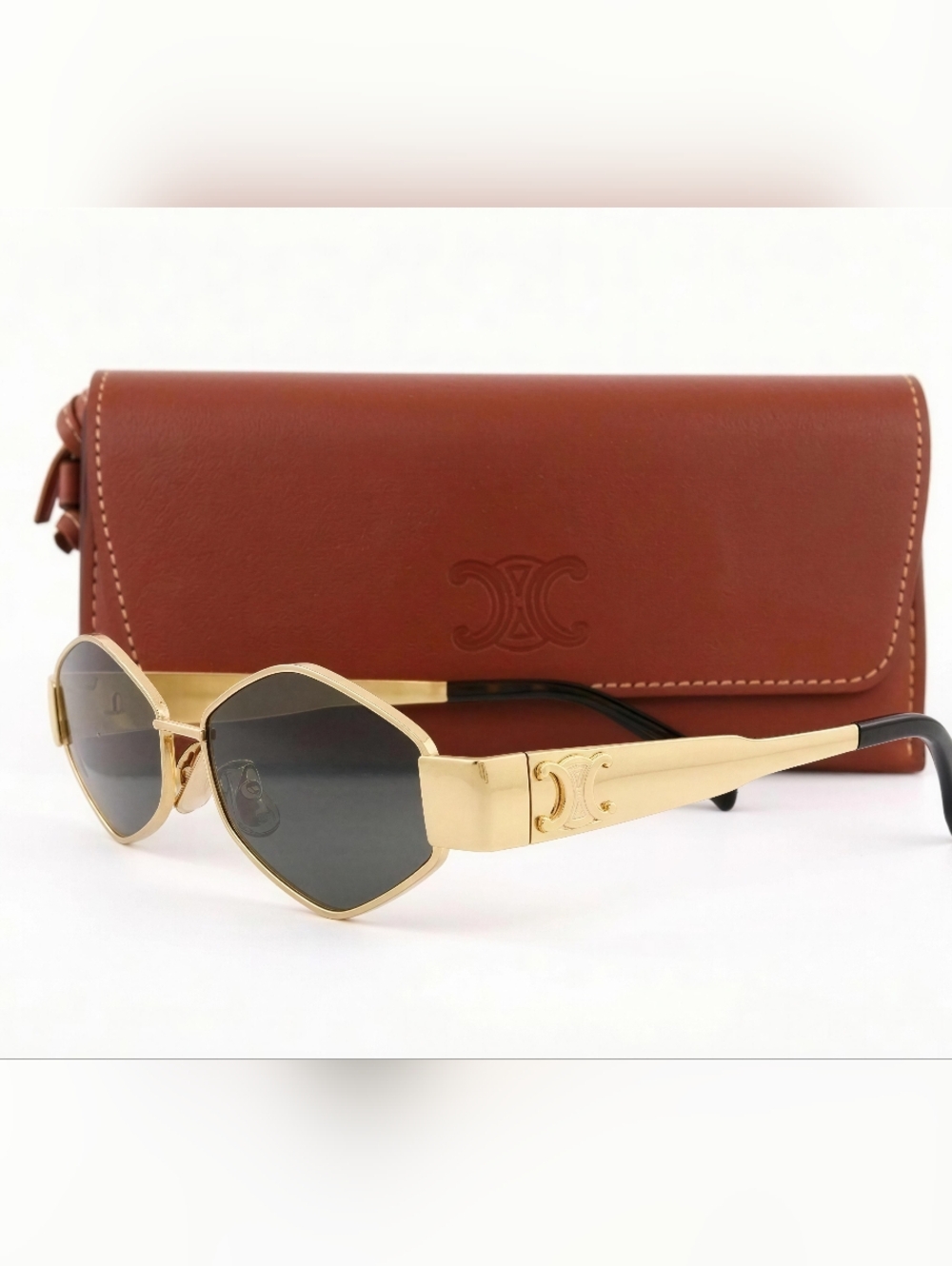 CELINE Sunglasses CL 40254U 30N Gold/Dark Gray For  Men Women - Picture 6 of 7